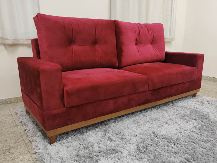 Sofá 3 Lugares Living 2,15 m Vermelho Milena - Móveis furniture
