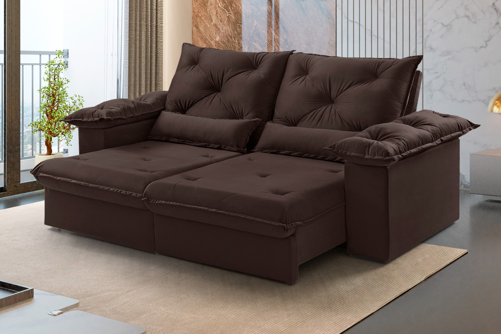 Estofado Retr Atlas 200 2x80 Vel Inca Marrom  Sr 17 Idealle