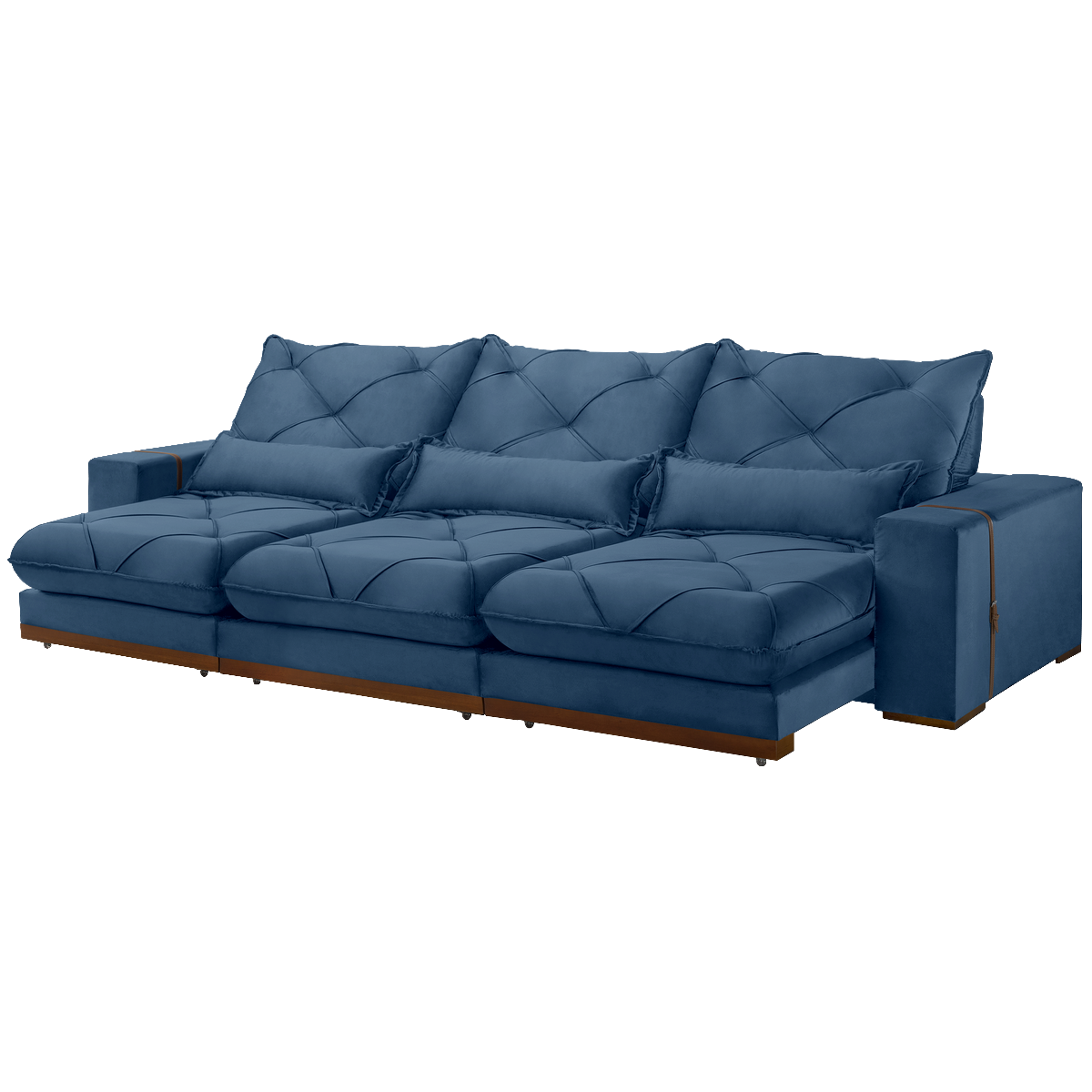 Sofá Retrátil e Reclinável Luanda/Isabella 3,50 m Veludo Azul – TREVO ESTOFADOS - Móveis furniture