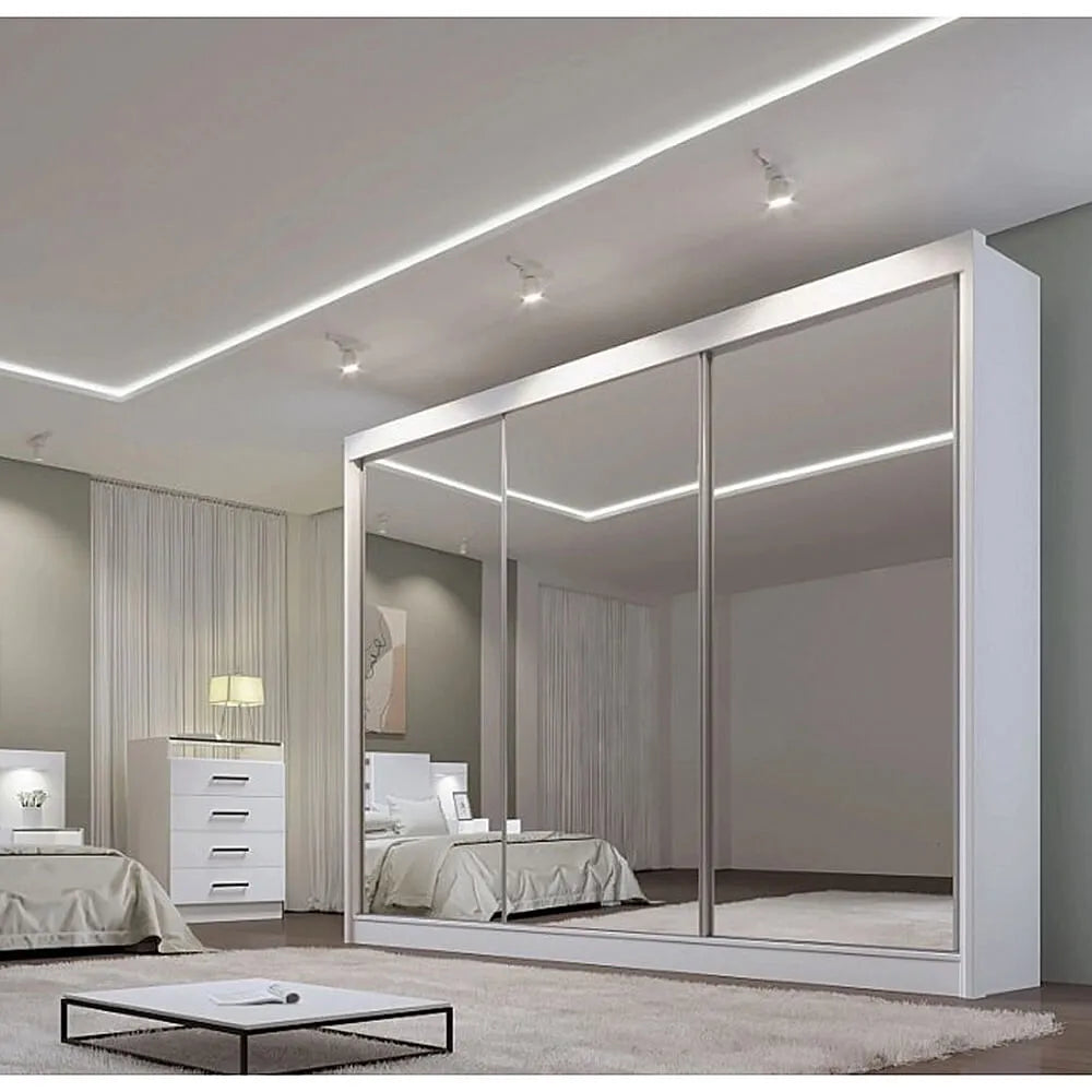 Guarda Roupa Dubai D Doro Casal Todo Espelhado 3 Portas 6 Gavetas