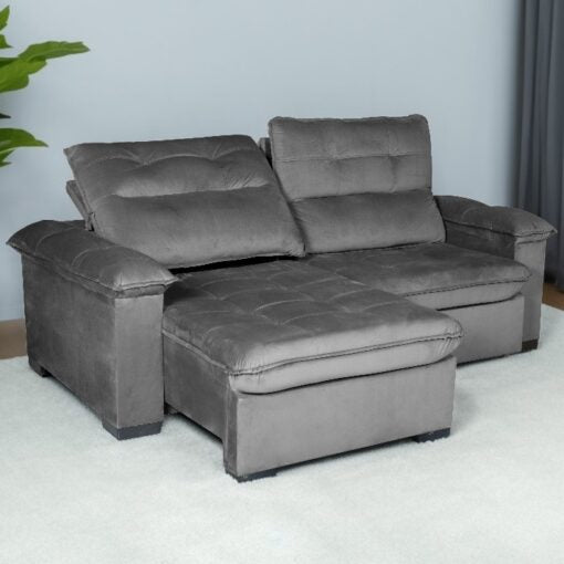 Sofá Retrátil e Reclinável Soberano 2,30 m Grafite – ECOTEC - Móveis furniture