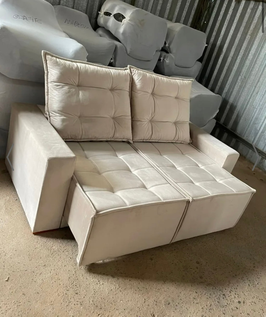 Sofá Macaé 3 Lugares Retrátil e Reclinável Tecido Suede 190cm - Móveis furniture