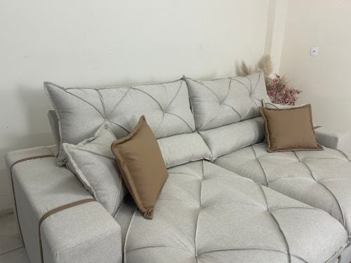 Sofá Retrátil e Reclinável Gran Bello 2.00m – Bege Linho