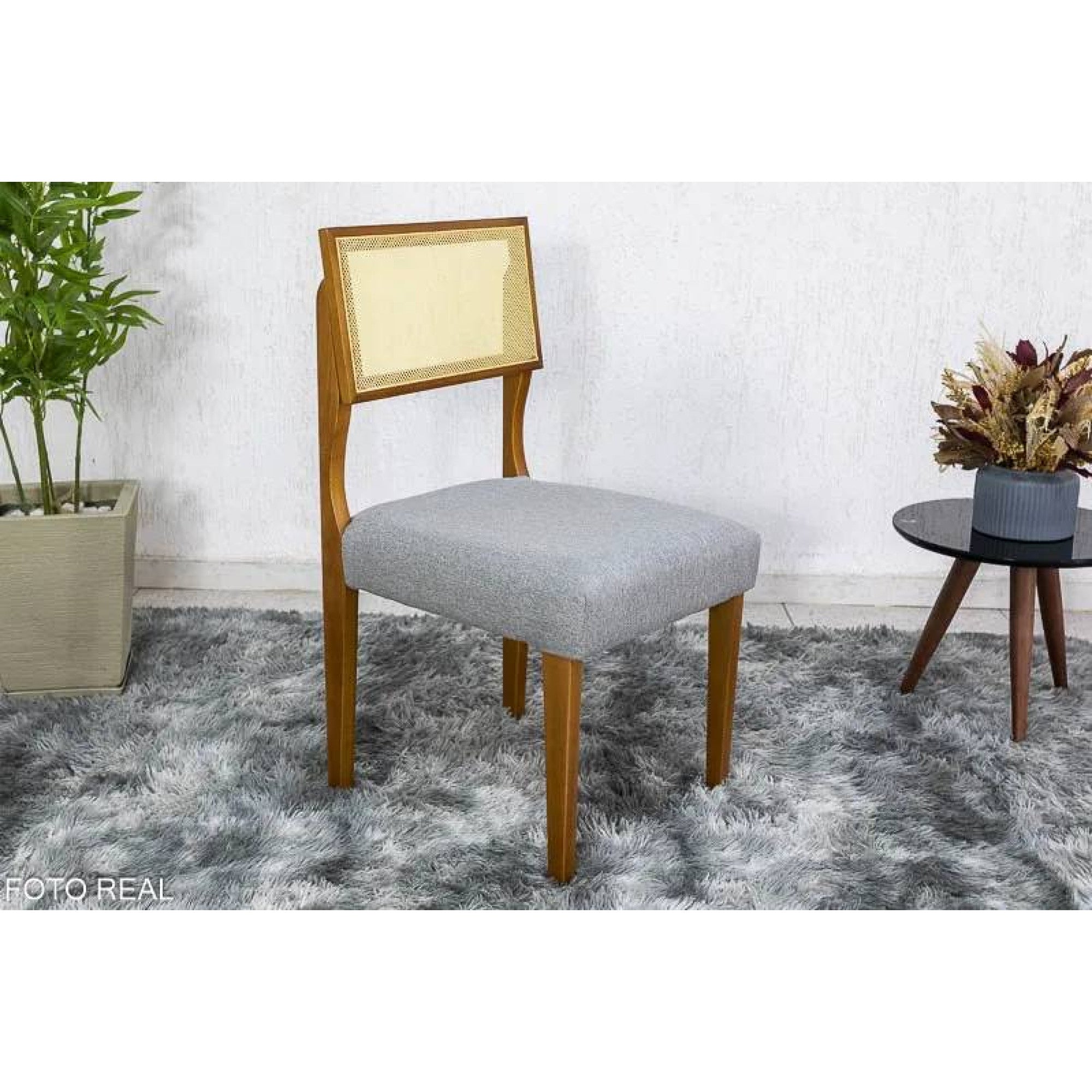 Kit 2 Cadeiras Grécia Mel/Veludo Cinza 2210B –