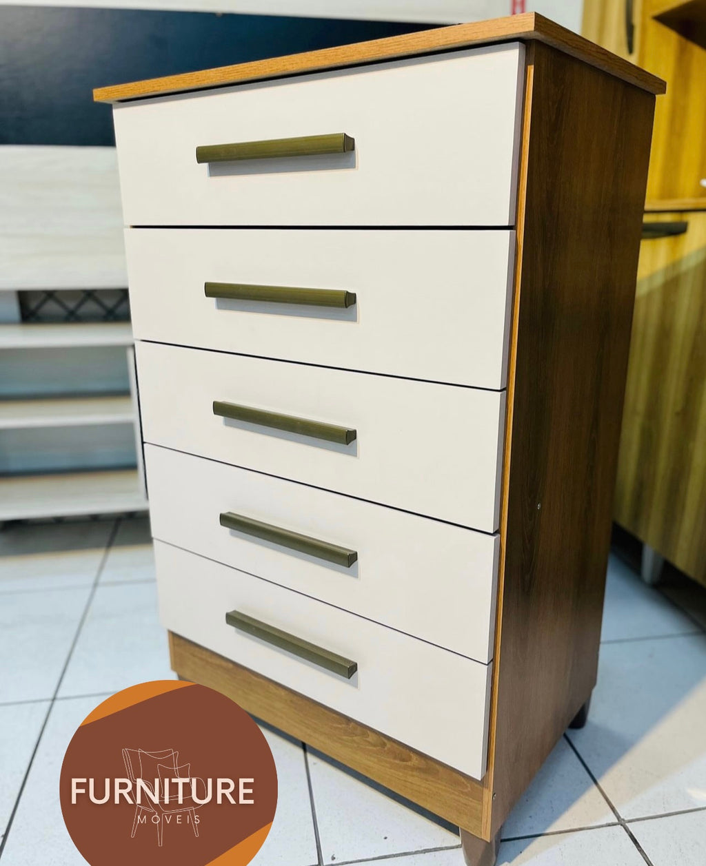 Cômoda 5 Gavetas Paola Mel/Off White – RUD RACK - Móveis furniture