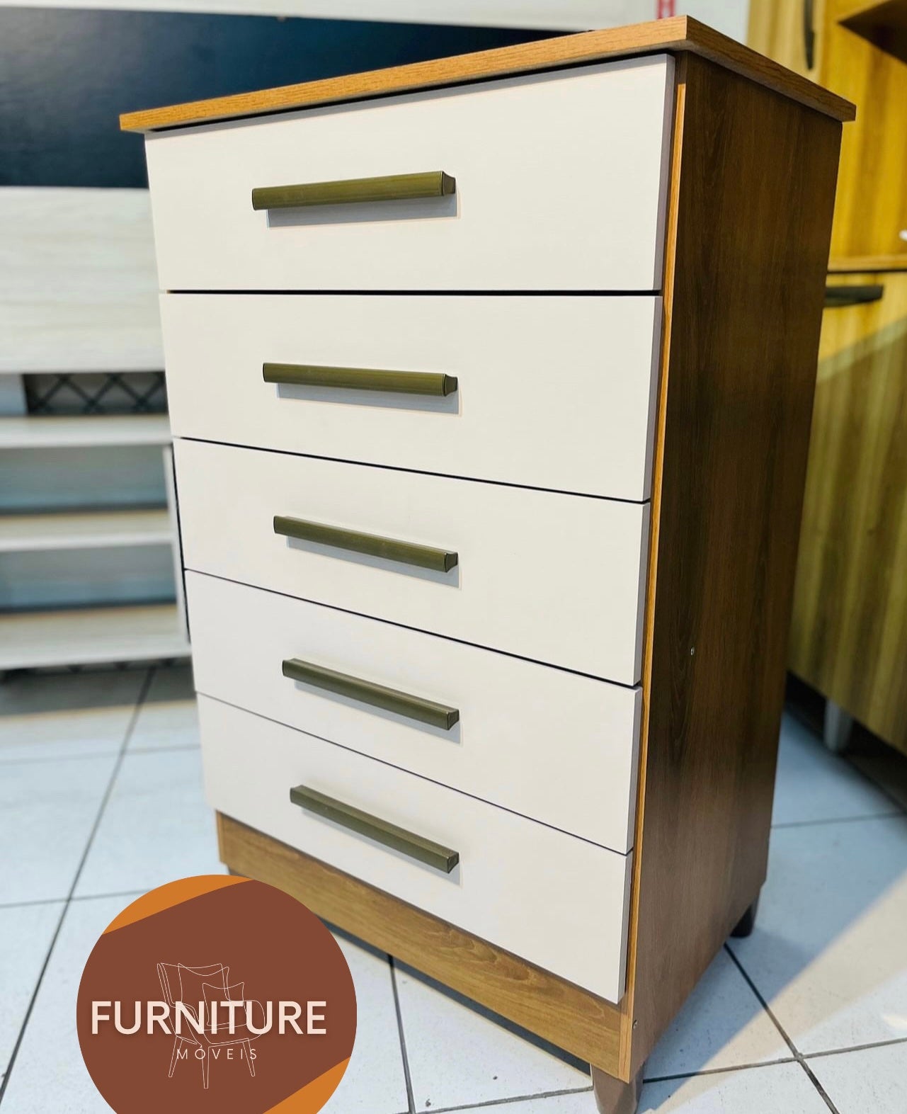 Cômoda 5 Gavetas Paola Mel/Off White – RUD RACK - Móveis furniture