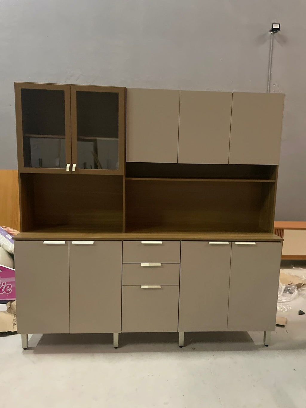 Kit Cozinha Amora 1,98 m Nogueira Touch/Nude Prime – DEMÓBILE