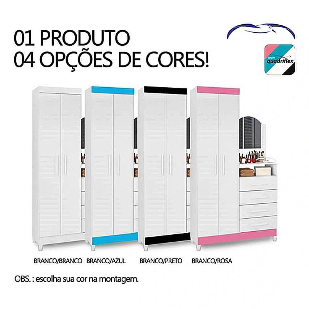 Cômoda Capri 4 Gavetas 2 Portas com Espelho Albatroz - Móveis furniture