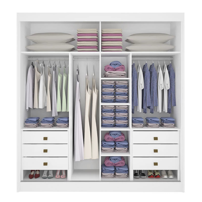 Roupeiro 2 Portas Titanium Ripado MDF Branco Larg. 2.20m D Doro - Móveis furniture