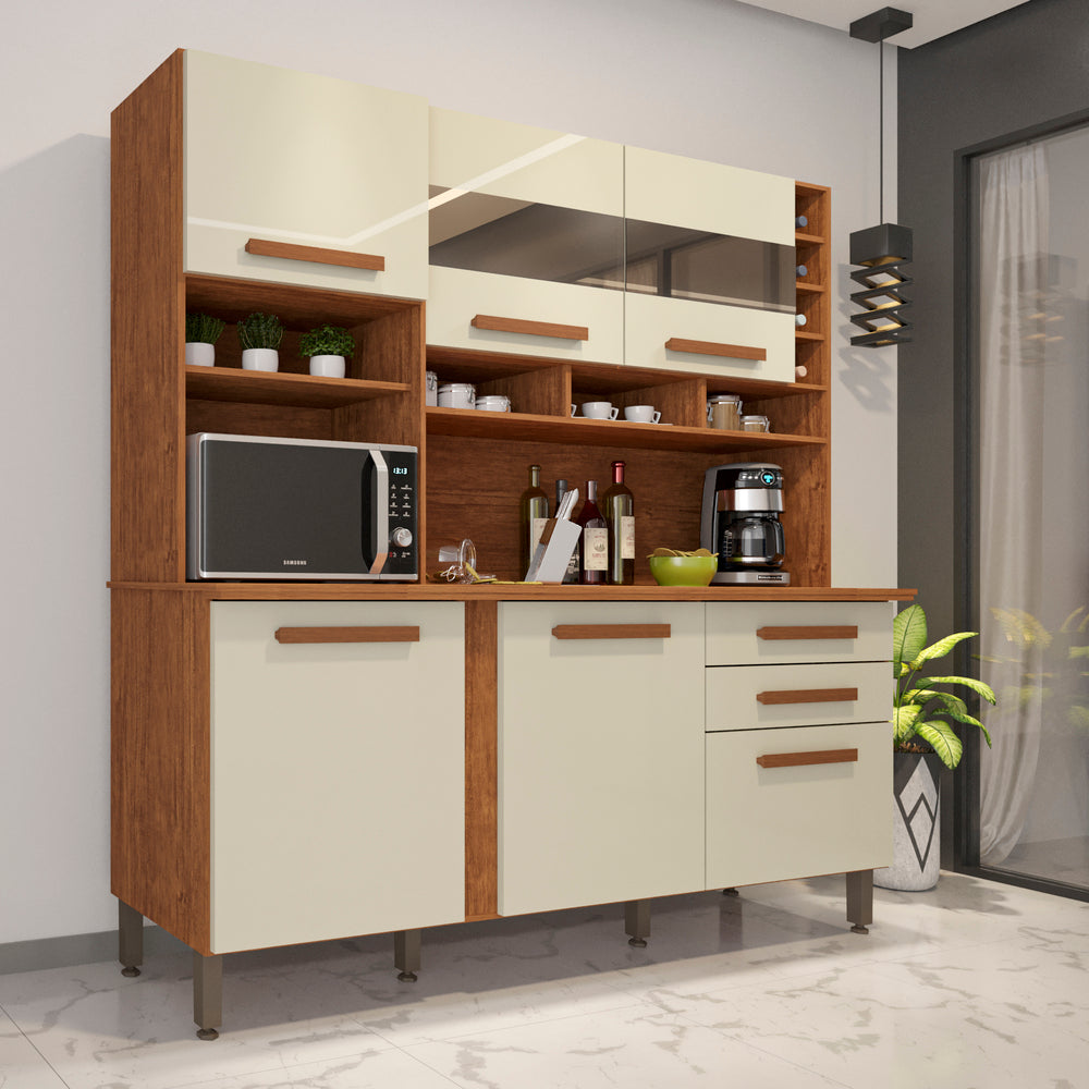 Kit Cozinha Alexia 1,80 Cinamono/Off White - Móveis furniture