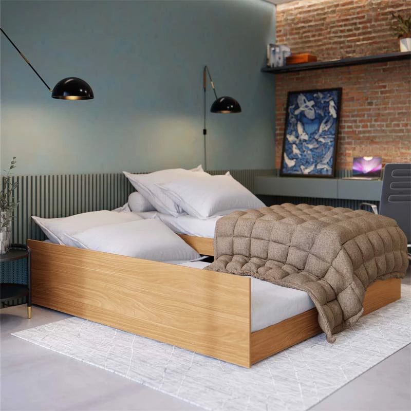 Bibox Matrix Cama 3 em 1 Solteiro-Solteiro c/Auxiliar e Casal Nature Tebarrot - Móveis furniture