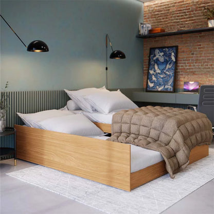 Bibox Matrix Cama 3 em 1 Solteiro-Solteiro c/Auxiliar e Casal Nature Tebarrot - Móveis furniture