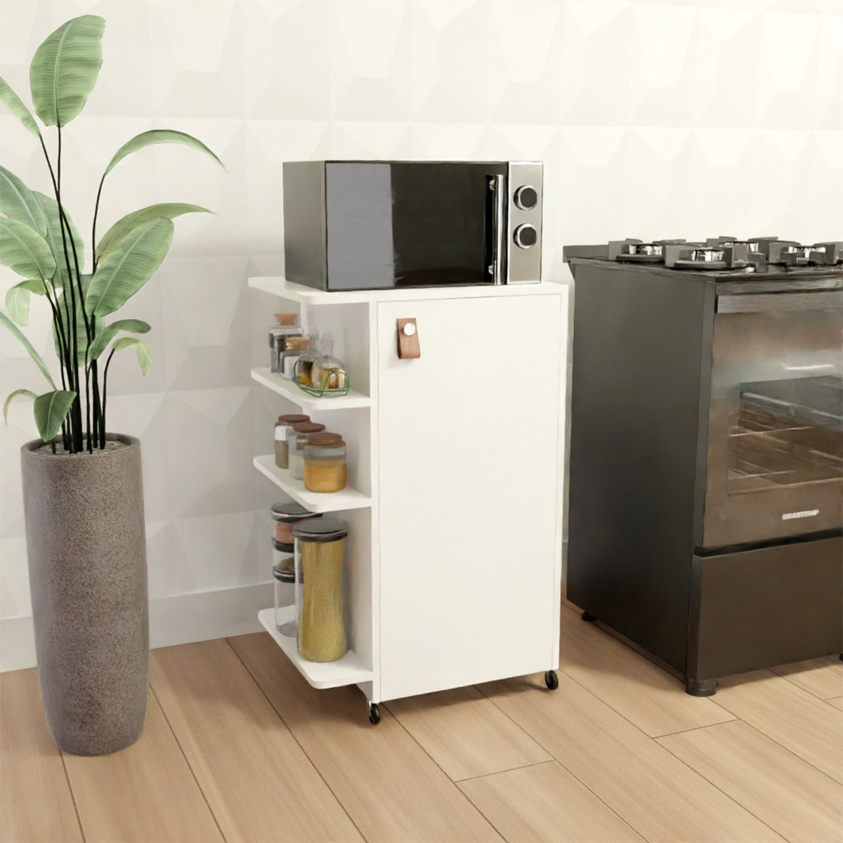 Balcao para Botijao de Gas Gold 1Porta 3Prateleiras Branco Casa Jisa - Móveis furniture