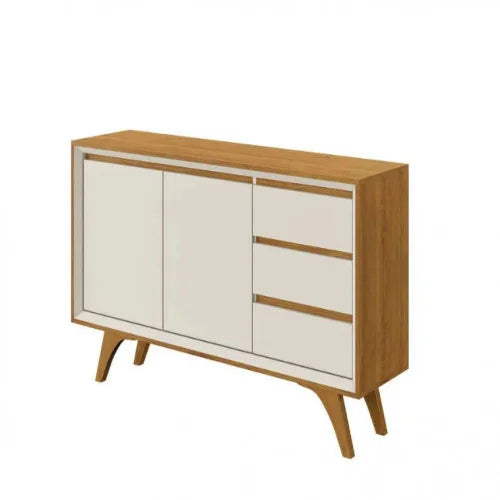 Buffet Vertex 2 Portas Pés Madeira Maciça Mavaular Naturalle - Off White Off-White