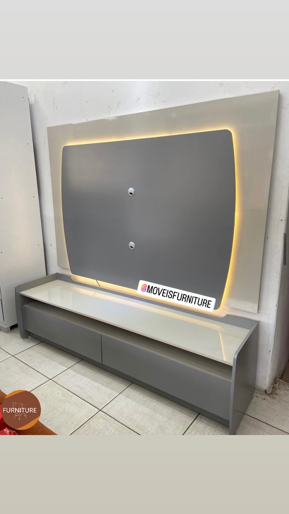 Rack Sublime 1.8 e Painel Sublime 1.8 – Cinza/Off White - Móveis furniture