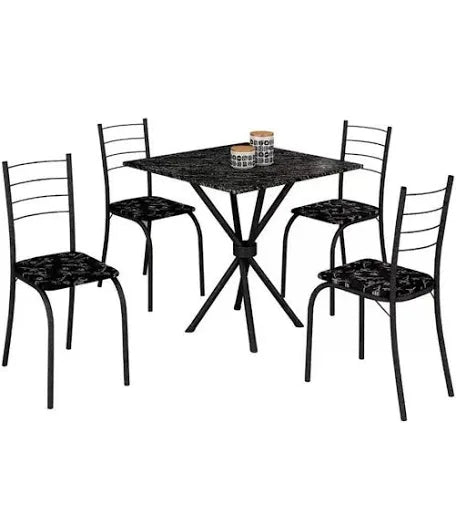 CONJUNTO MESA 4 CADEIRAS RIO TAMPO 70X70 GRANITO TOPÁZIO – TEIXEIRA