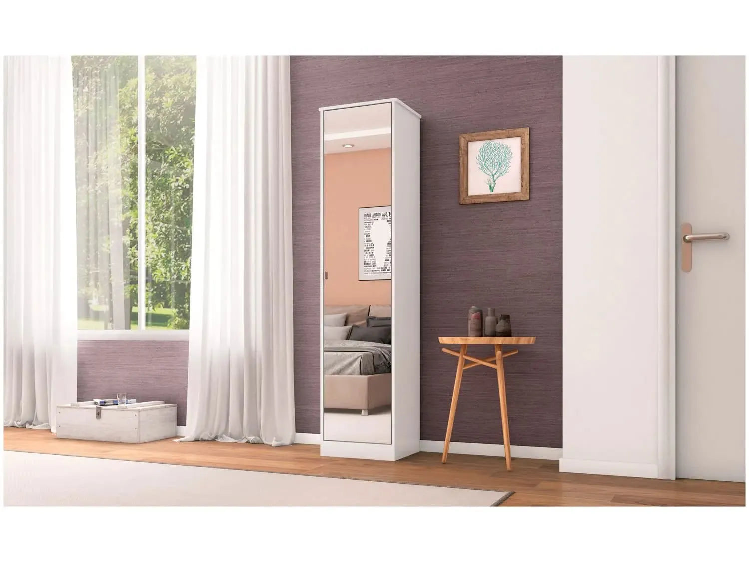Armário Multiuso Reflex 1 Porta com Espelho Demobile BRANCO
