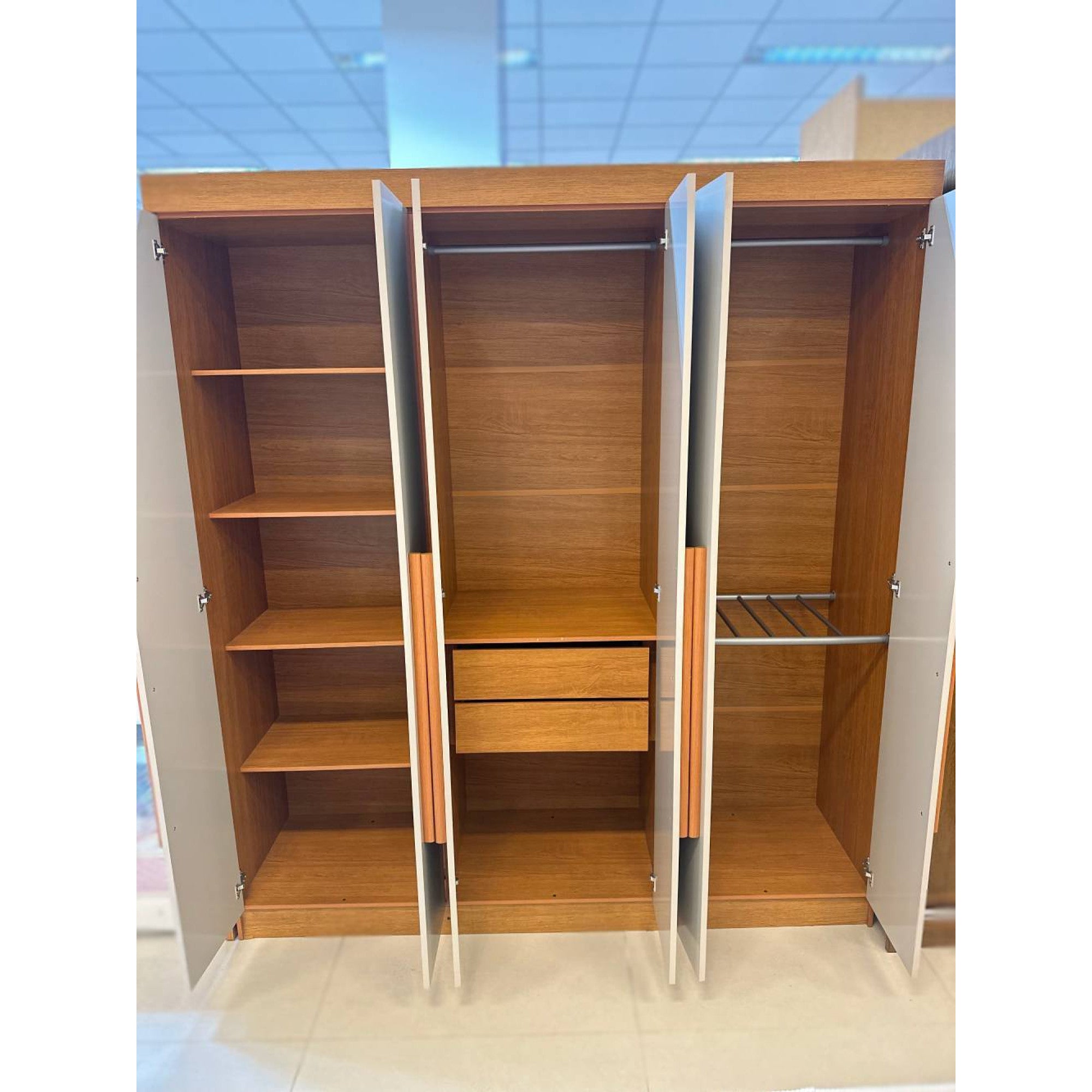 Guarda-Roupa 6 Portas Hawaii 1,80 m Naturale/Off White – RUFATO