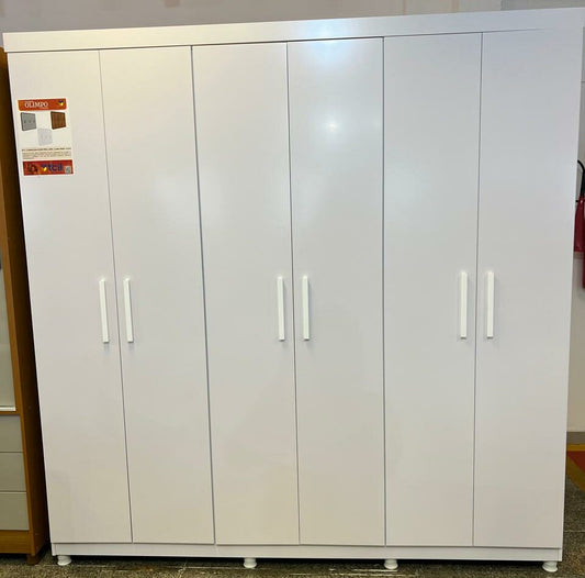 Roupeiro 6 Portas Olimpo Larg. 2.19m Neve - Móveis furniture
