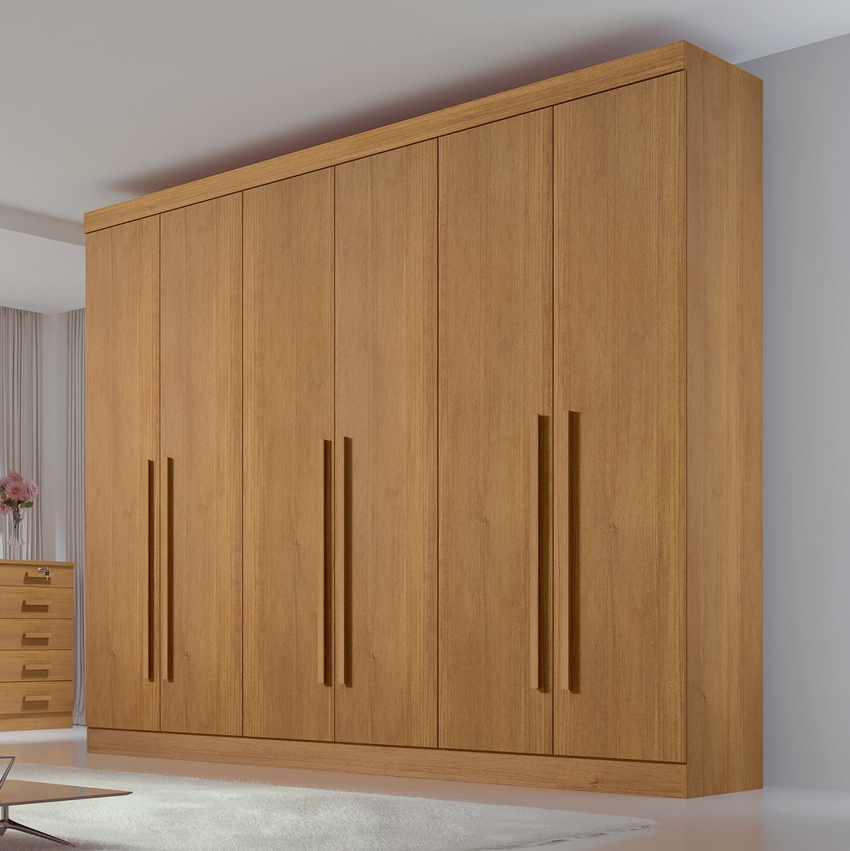 Roupeiro 6 Portas Da Vinci Plus 100% MDF Cinamomo Ripado - D Doro