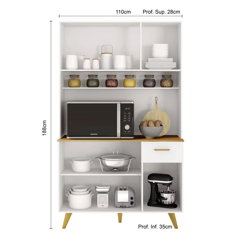Kit Cozinha Lívia 6 Portas 1 Gaveta Larg. 1.10m Branco Poliman - Móveis furniture