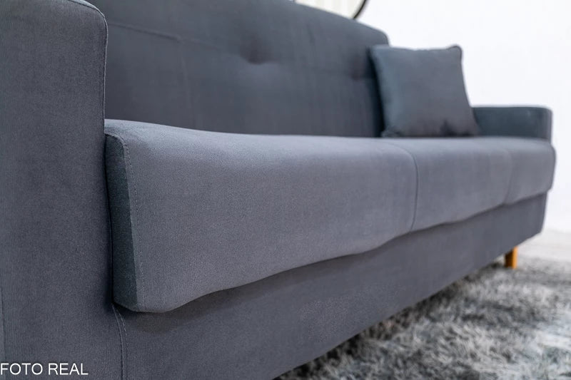 Sofá Cama Pâmela Larg. 2.00m Veludo Grafite - Móveis furniture