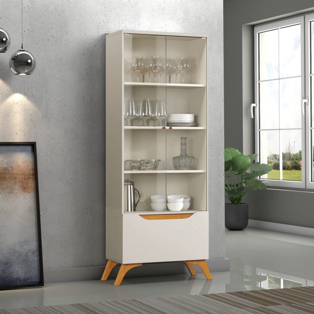 Cristaleira Atenas Off White/Naturale – - Móveis furniture