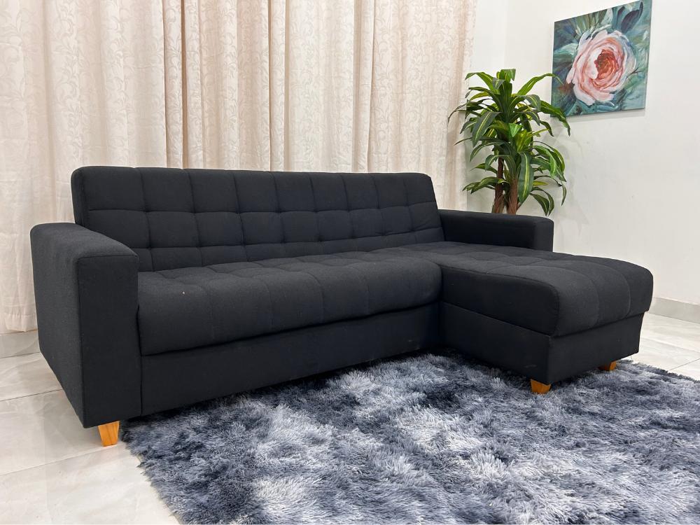 Sofá Colorado com Cheise 2.13m – Preto Linho - Móveis furniture