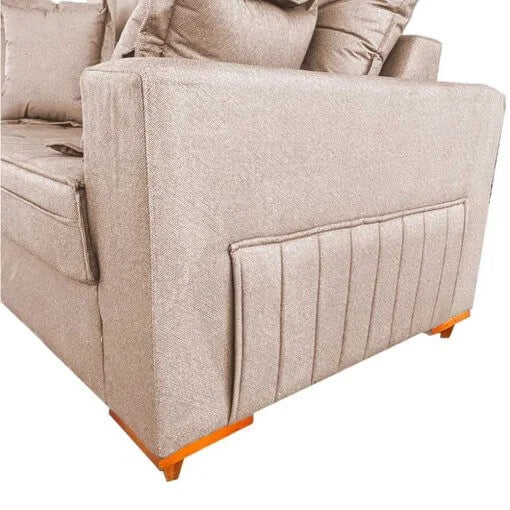 Sofá Vicam 05 com Almofadas Soltas 3 Lugares Tecido Linho 200cm Vicam - Móveis furniture