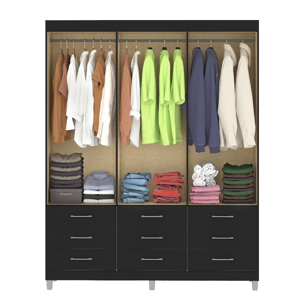 Guarda-Roupa 6 Portas Paraty 3690 1,50 m Preto – FELLICCI