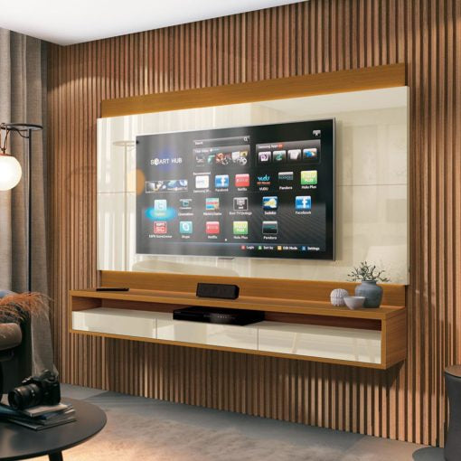 Painel até 65″ Savoy 1.6 Off White/Cedro Natural – EDN MÓVEIS - Móveis furniture