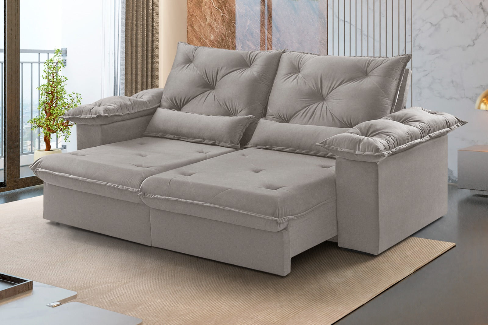 Estofado Retr Atlas 200 2x80 Vel Inca Bege Claro 02 Idealle