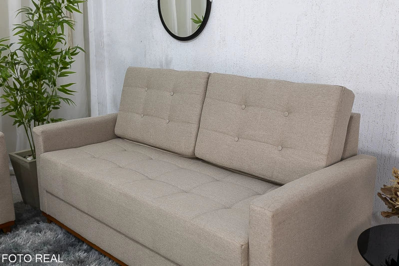 Sofá Áustria 3 Lugares + Poltrona Áustria Bege - Móveis furniture