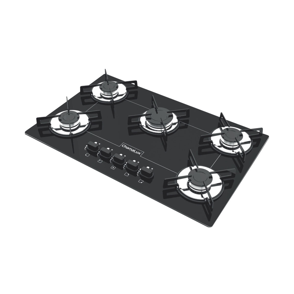 Cooktop Mesa de Vidro 5 Bocas Preto - Móveis furniture