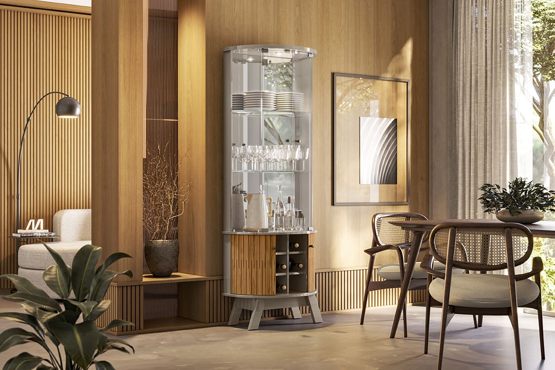 Cristaleira Marina 4P Fendi.Naturale - Móveis furniture