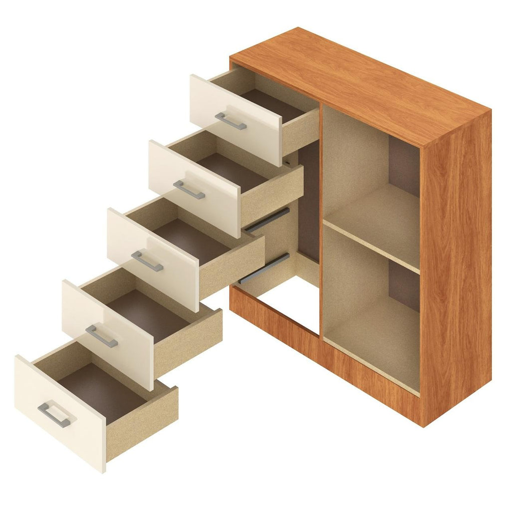 Cômoda 5 Gavetas com Sapateira Miami Preto – FELLICCI