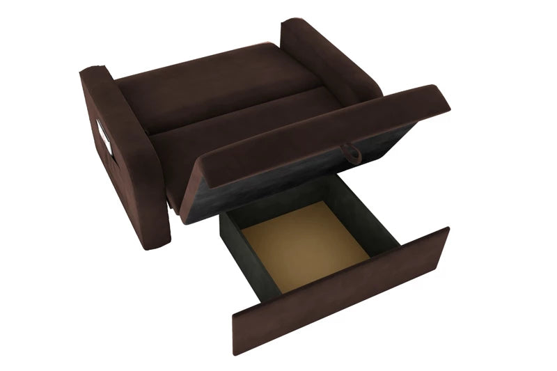 Sofá Cama Daiane Larg. 1.40m com Baú Marrom