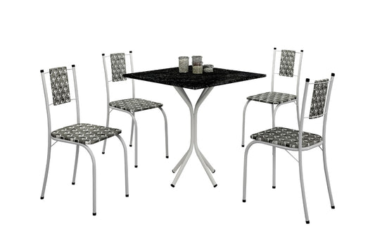 Conjunto de Mesa Marica Tmp MDP 68x68 Branco com 4 Cds Cor Branco.PretoTeixeira