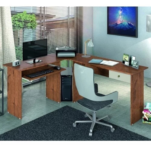 Mesa para Escritório em L 1 Gaveta Max - Móveis furniture