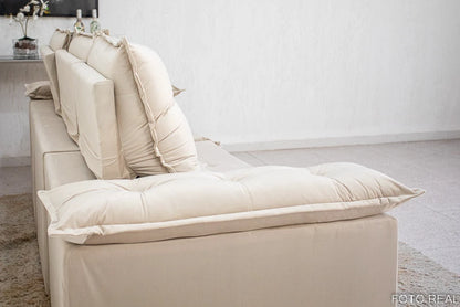 Sofá Retrátil Reclinável Madri 2.70m Veludo Bege - Móveis furniture