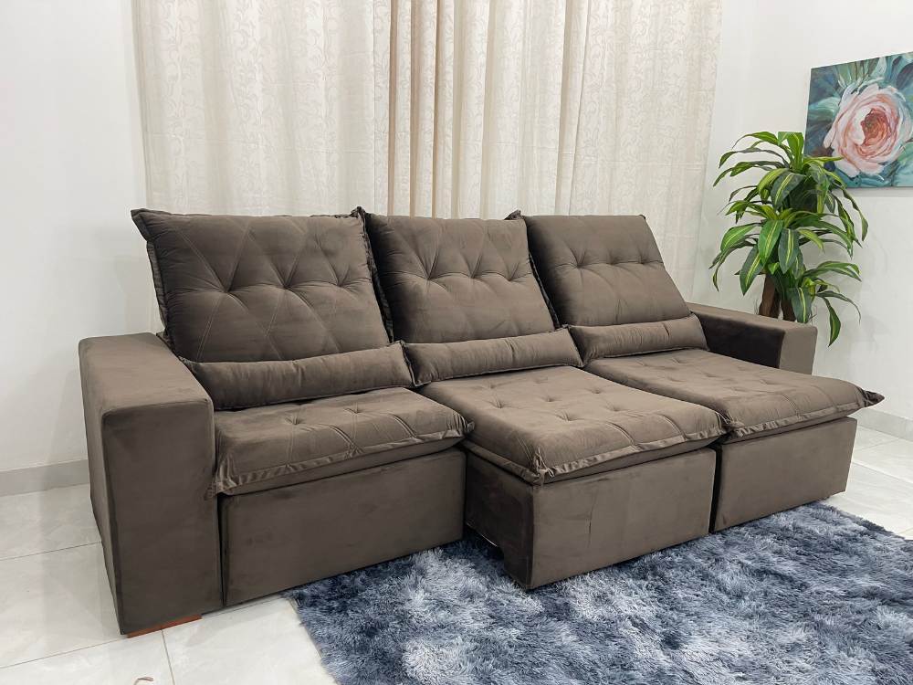 Sofá Retrátil Reclinável Las Vegas 2.70m – Marrom - Móveis furniture