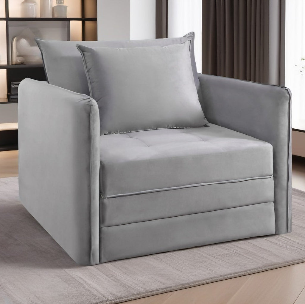 Sofá Cama Solteiro Noronha 1,08 m Linho Cinza 507 – JC ESTOFADOS