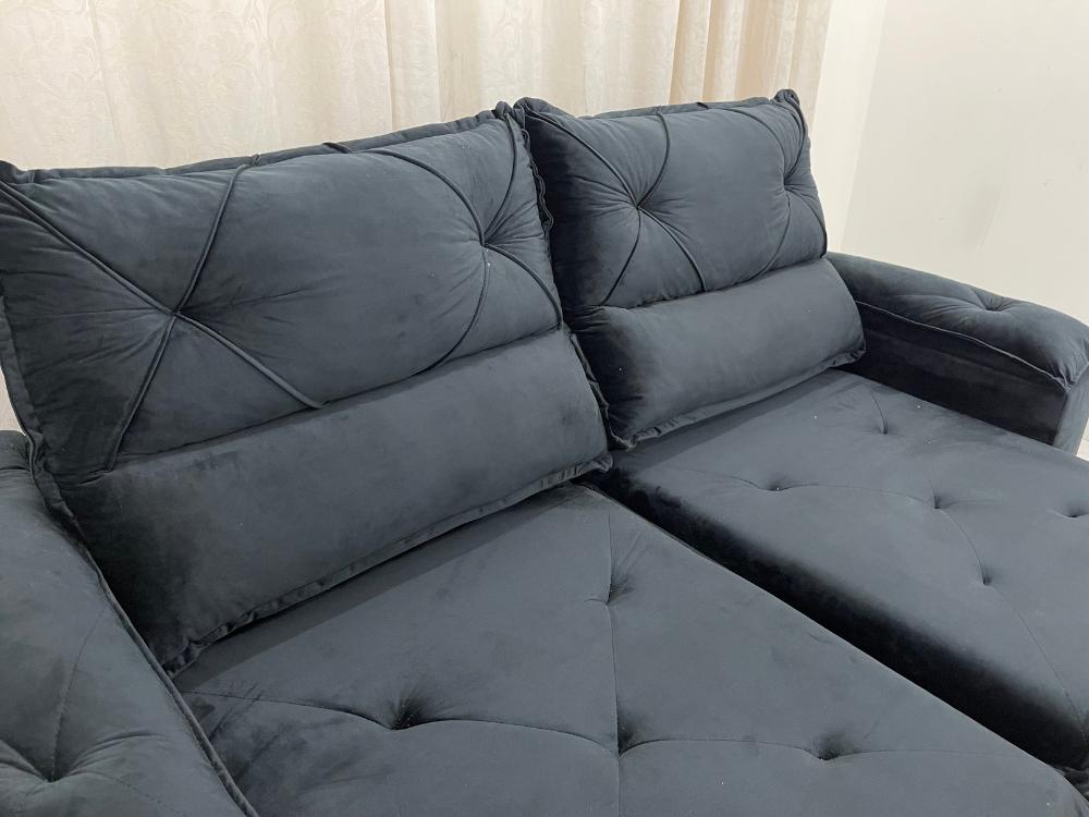 Sofá Retrátil e Reclinável REF 2030 2.00m – Preto Veludão - Móveis furniture