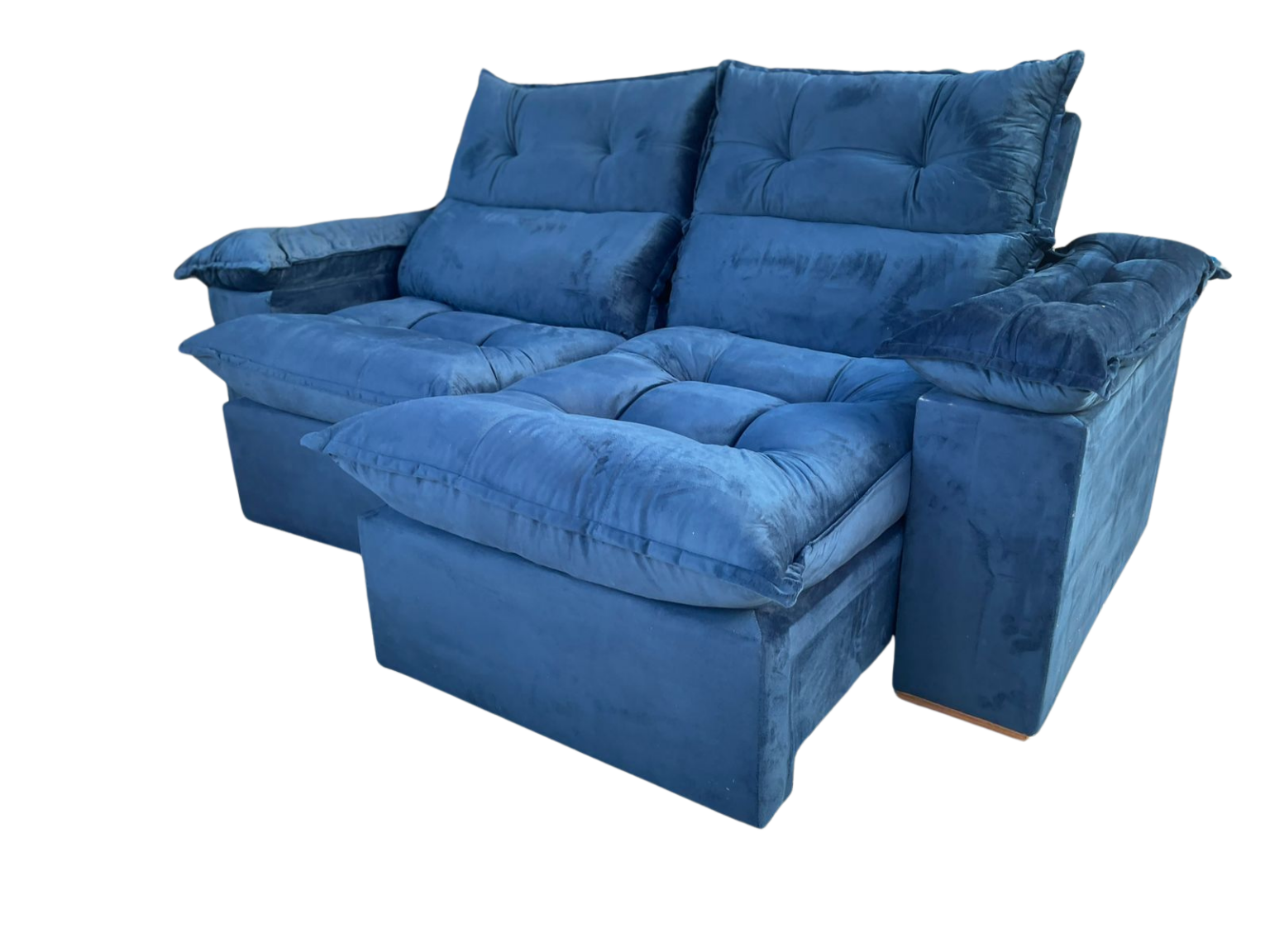 Sofá Retrátil e Reclinável Imperial 2,00 m Veludo Jolie Azul 07 - Móveis furniture