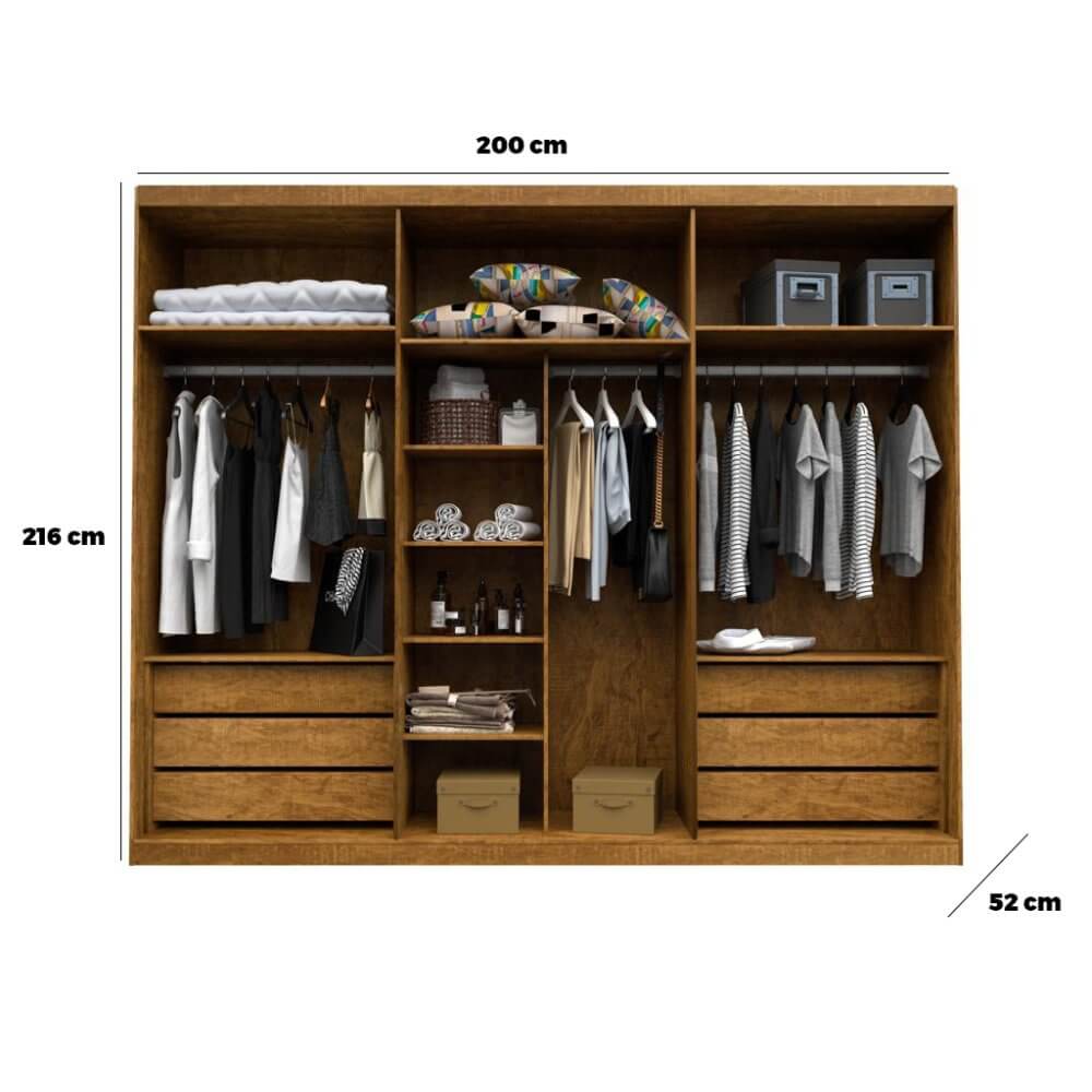 Guarda Roupa Maldivas Casal Ripado 6 Portas 6 Gavetas - Móveis furniture