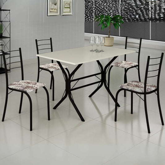 Mesa 4 Cadeiras Cabo Frio 100×60 Preto/Off White – TEIXEIRA - Móveis furniture