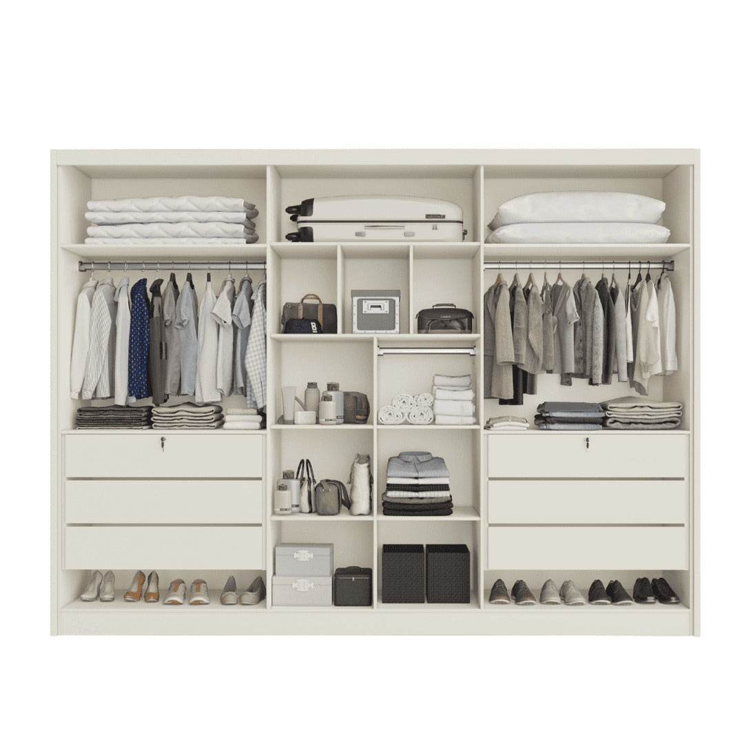 Guarda Roupa 6 Portas Madri (2 Portas Reflecta) 2,795 m Off White – MÓVEIS EUROPA