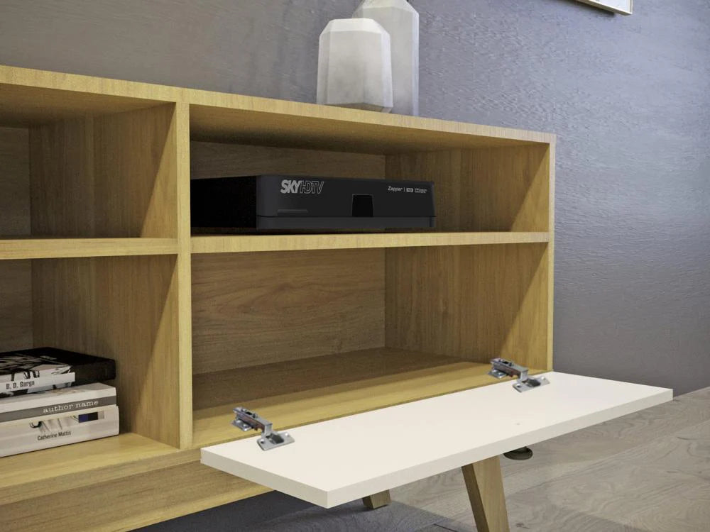 Rack até 50″ Houston Off White/Cinamono – VALDEMÓVEIS