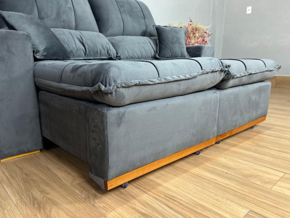 Sofá Retrátil Reclinável Oásis 1.80m – Cinza Veludão
