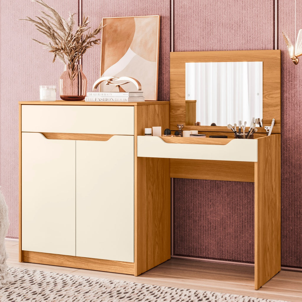 Penteadeira/Escrivaninha Trend Carvalho Grife/Off White – MÓVEIS ALBATROZ - Móveis furniture